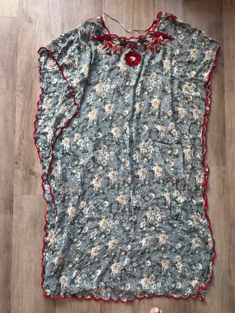 Zara Bohemian Embroidered Midi Tunic Dress with V-neck Size XS - Picture 10 of 10